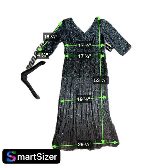 Pisarro Nights Beaded Art Deco Gown Gray Size 14 - Picture 13 of 13